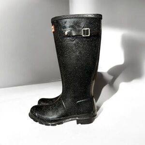 🌻NEW HUNTER Big Kids Original Giant Glitter Rain Boots Size 4 Boy / 5 Girl